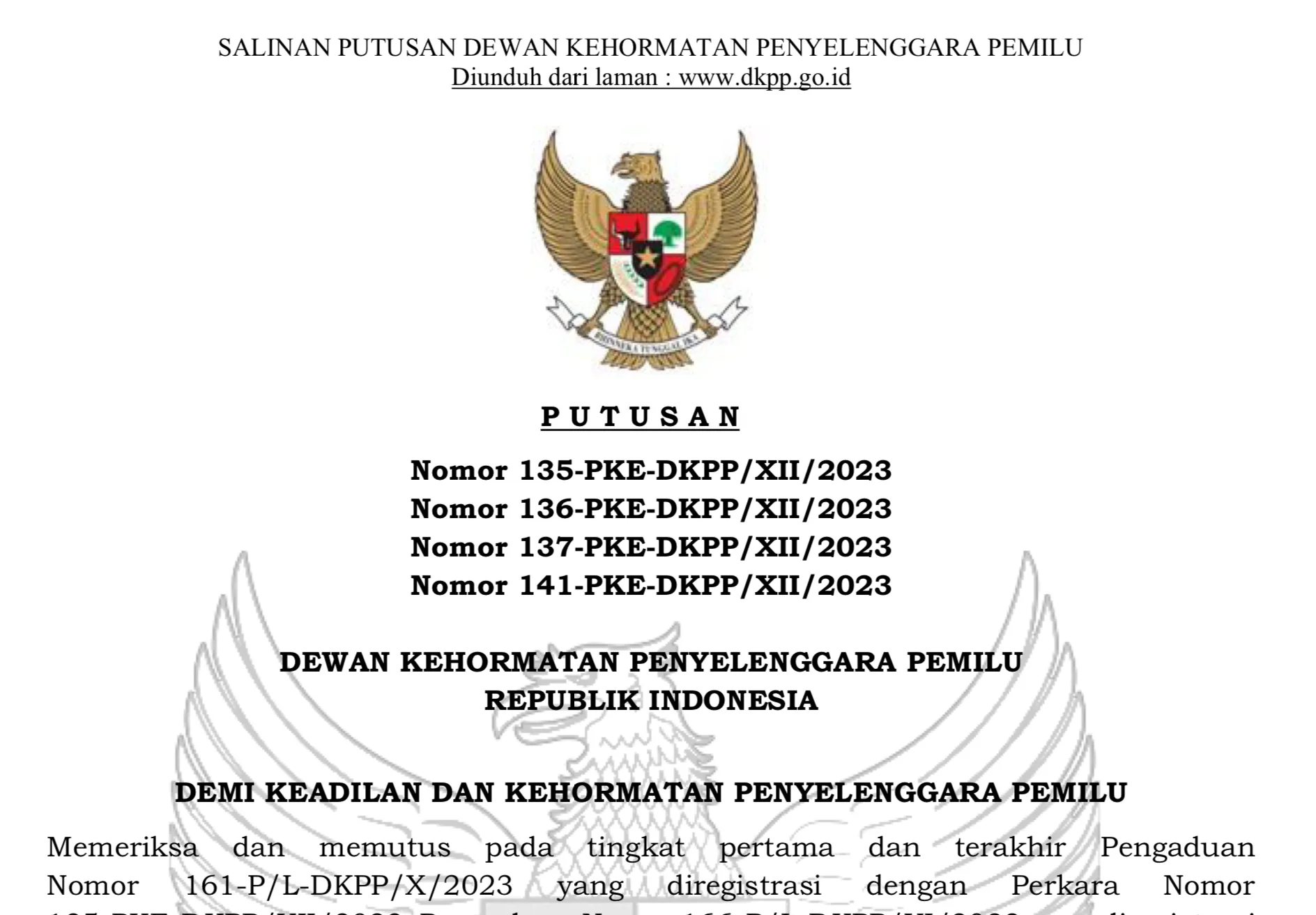 DKPP RI Beri Peringatan Keras Ketua KPU RI akibat Terima Gibran sebagai Cawapres