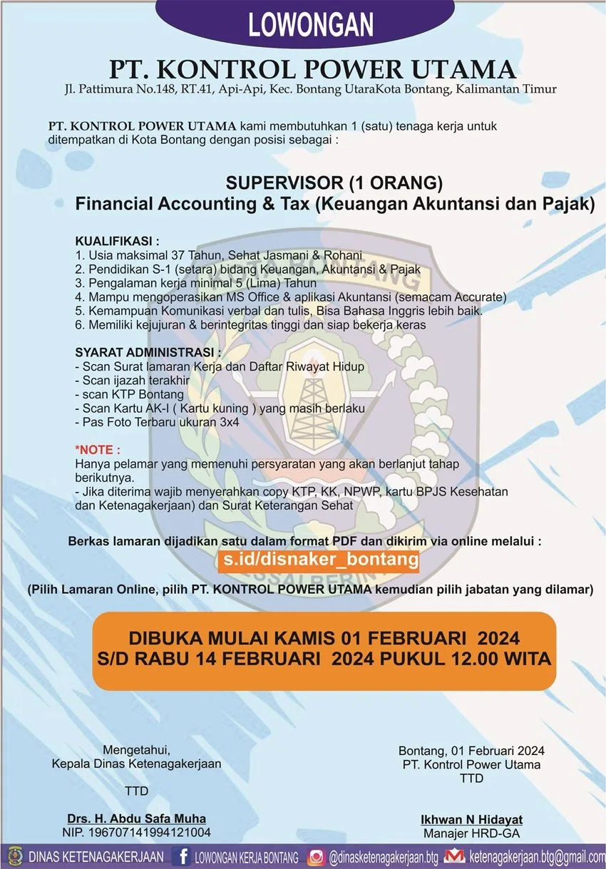 Lowongan Kerja PT. Kontrol Power Utama , Apa Kualifikasi Dibutuhkan?