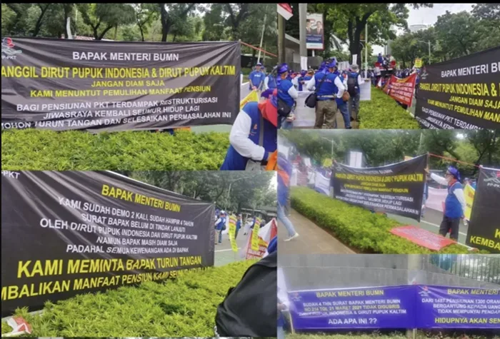 Ratusan Pensiunan PT Pupuk Kaltim Demo Erick Thohir, Tuntut Kembalikan Hak Pensiun Seumur Hidup