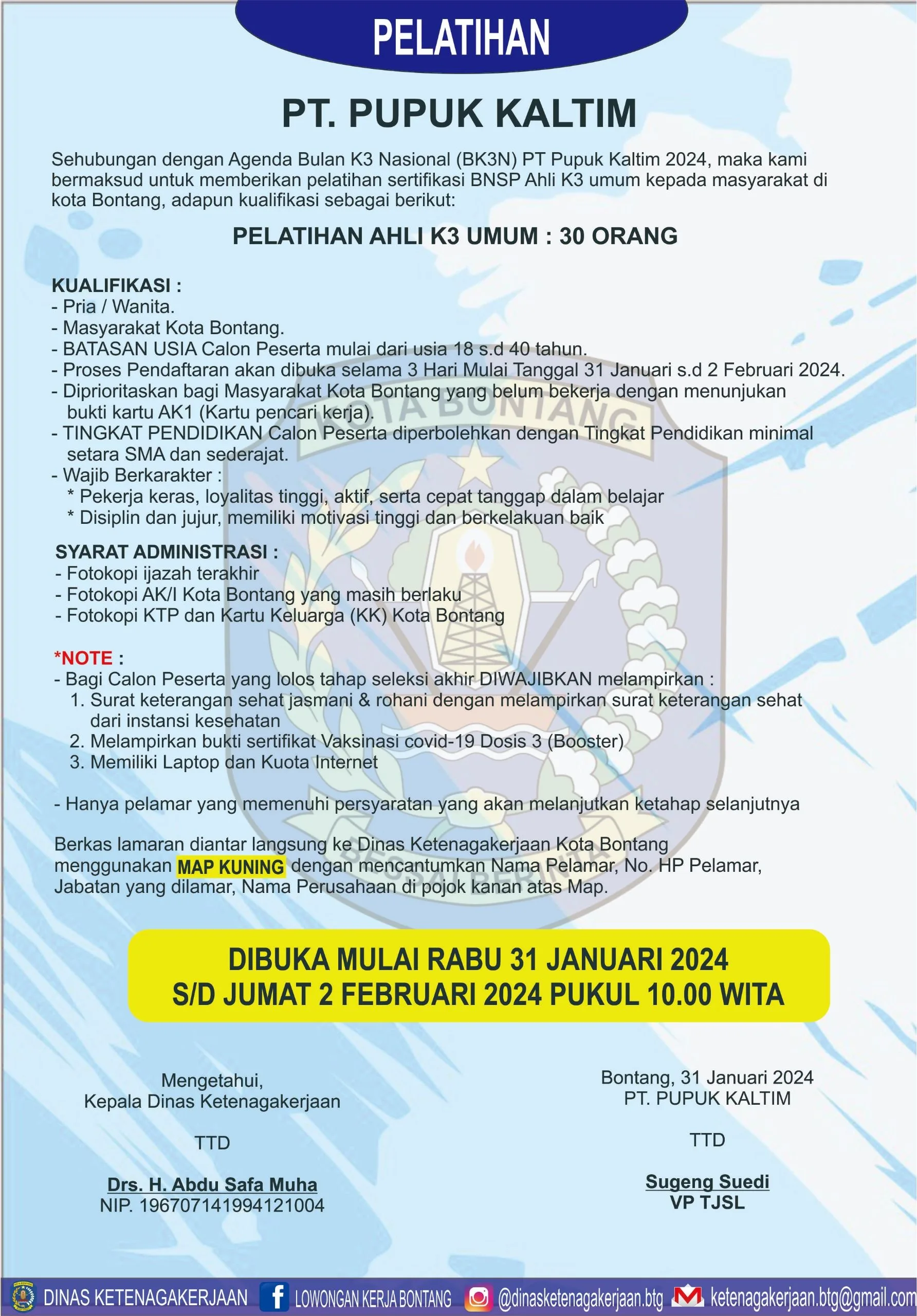 Pelatihan PT. Pupuk Kaltim, Apa Kualifikasi Dibutuhkan?