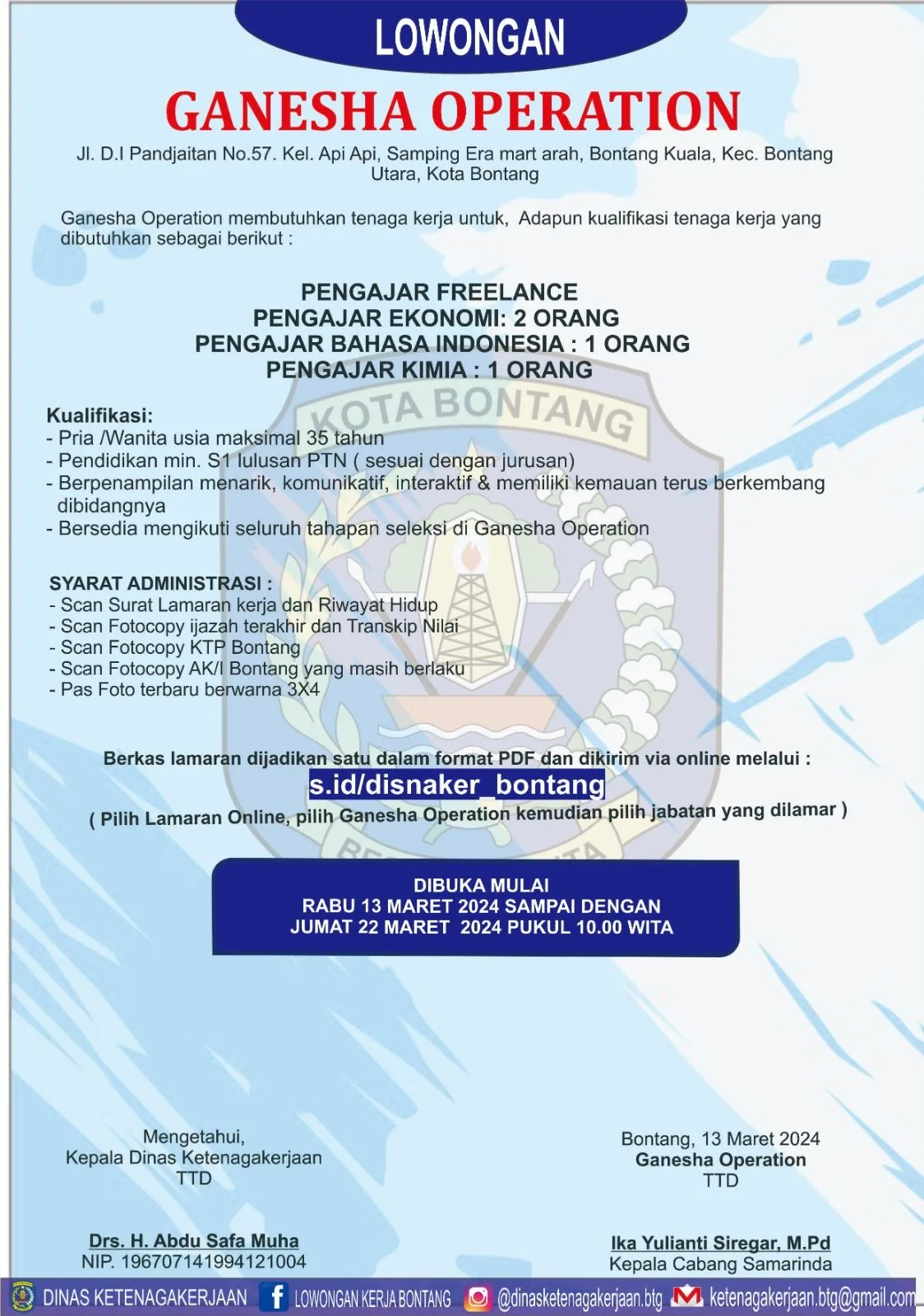 Lowongan Kerja Ganesha Operation, Apa Kualifikasi Dibutuhkan?