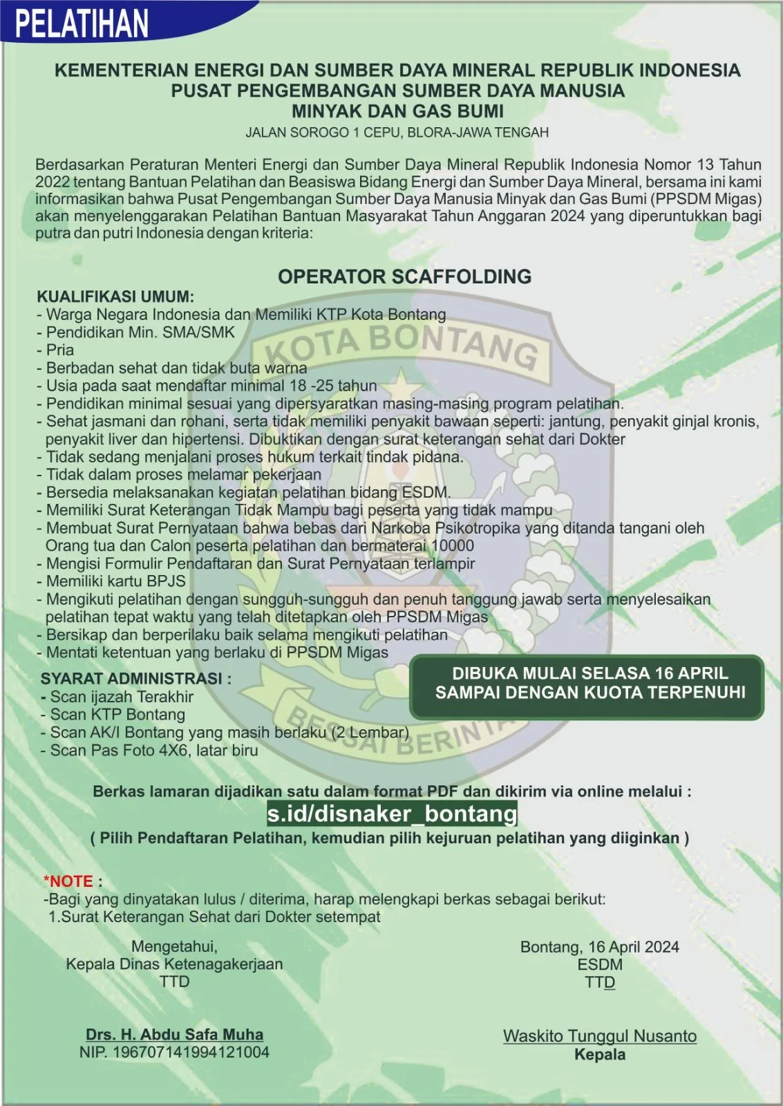 Telah Buka Pelatihan Operator Scaffolding , Apa Kualifikasi Dibutuhkan?