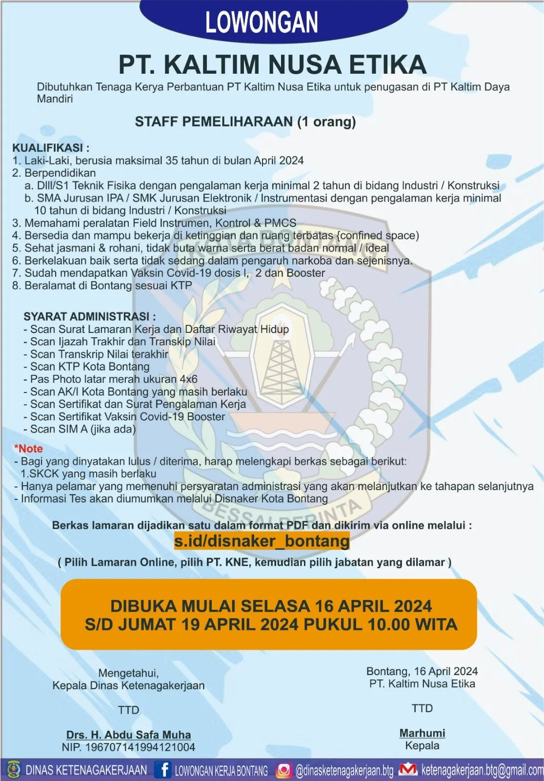 Lowongan Kerja PT. Kaltim Nusa Etika, Apa Kualifikasi Dibutuhkan?
