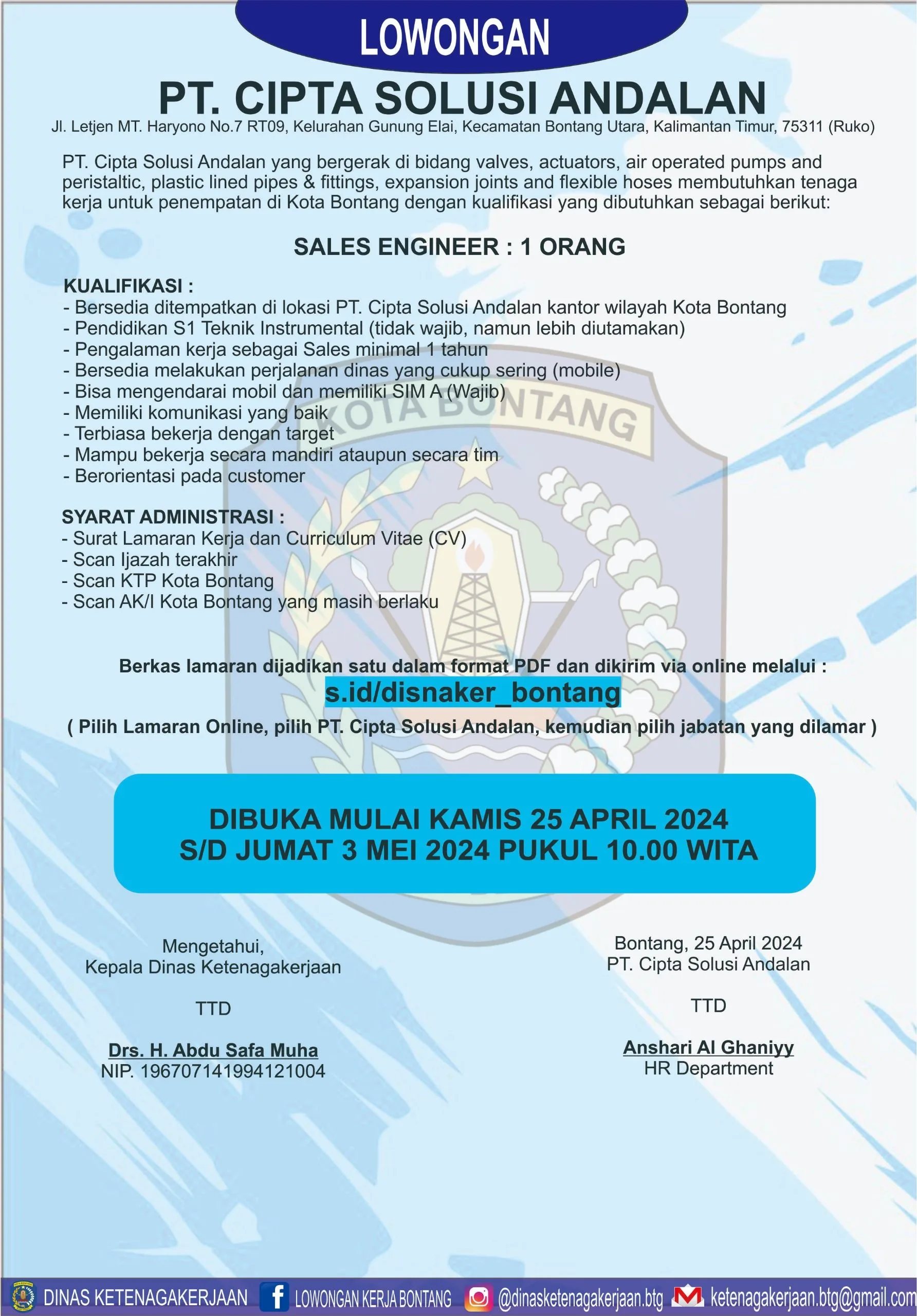 Lowongan Kerja PT Cipta Solusi Andalan, Apa Kualifikasi Dibutuhkan?