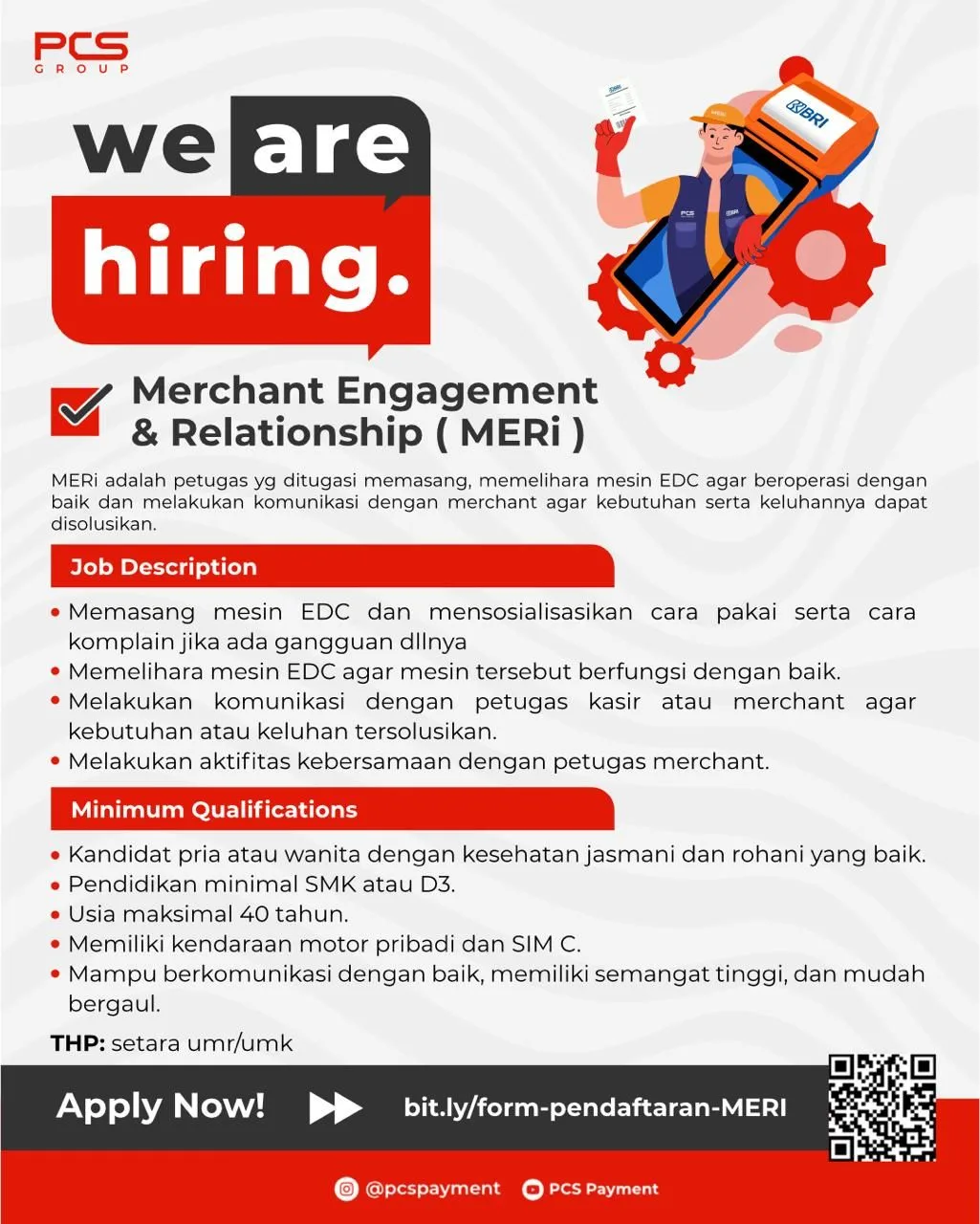 PCS Group Membuka Lowongan Pekerjaan untuk Posisi Merchant Engagement &amp; Relationship (MERI)