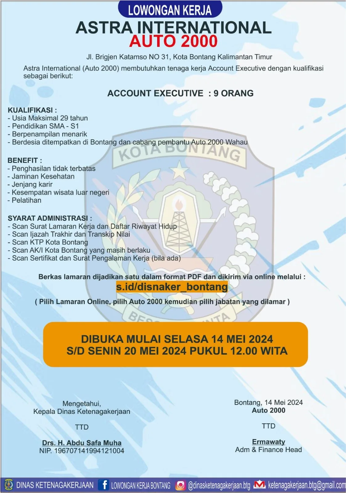 Astra International Auto 2000 Bontang Buka Lowongan Kerja untuk 9 Posisi Account Executive