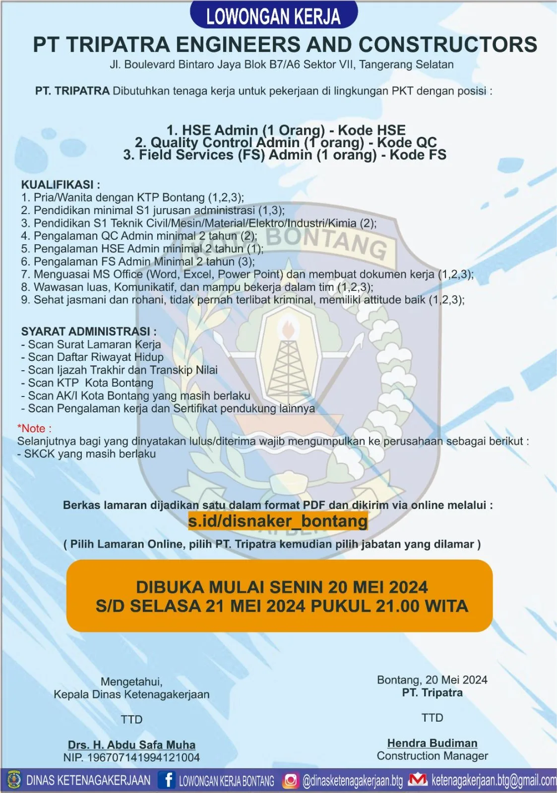 PT Tripatra Engineers and Constructors Buka Lowongan Kerja di Bontang