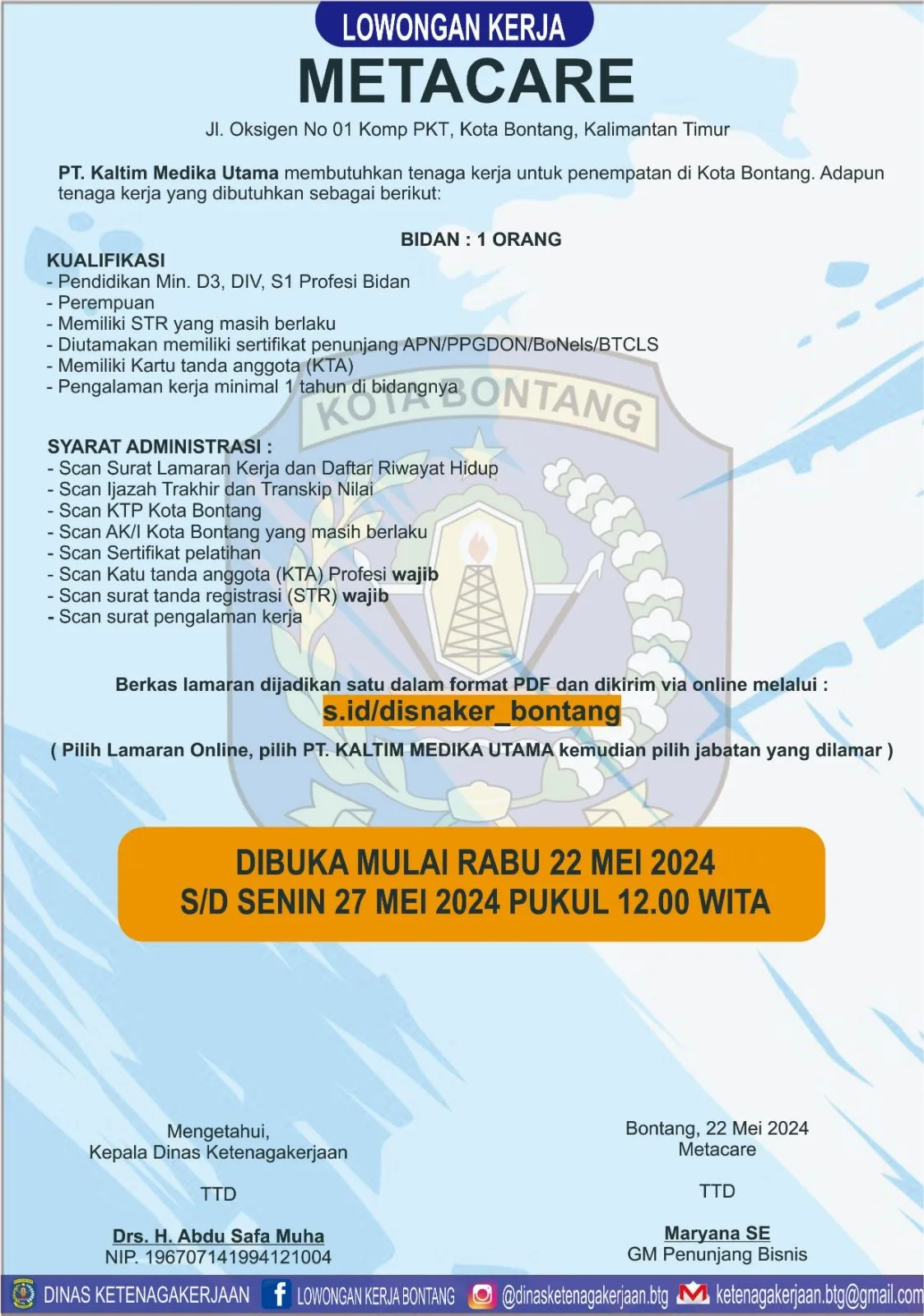 Metacare Buka Lowongan Pekerjaan untuk Bidan di Bontang