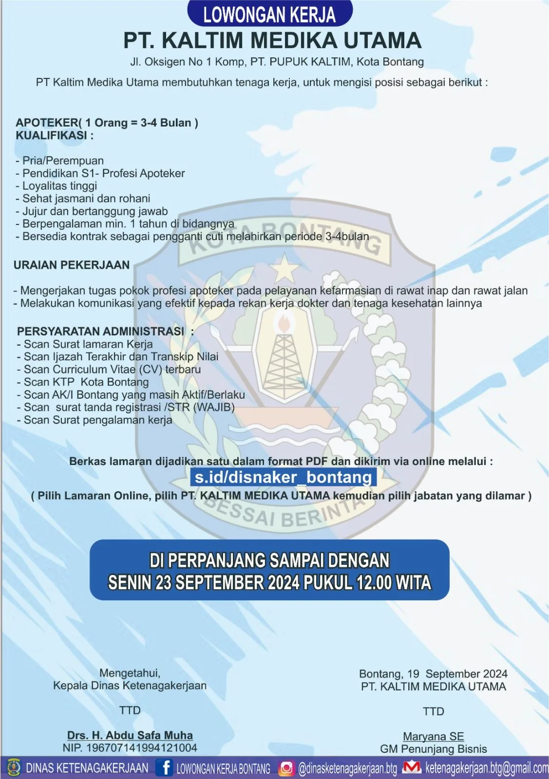 PT. Kaltim Medika Utama Buka Lowongan untuk Apoteker di Bontang