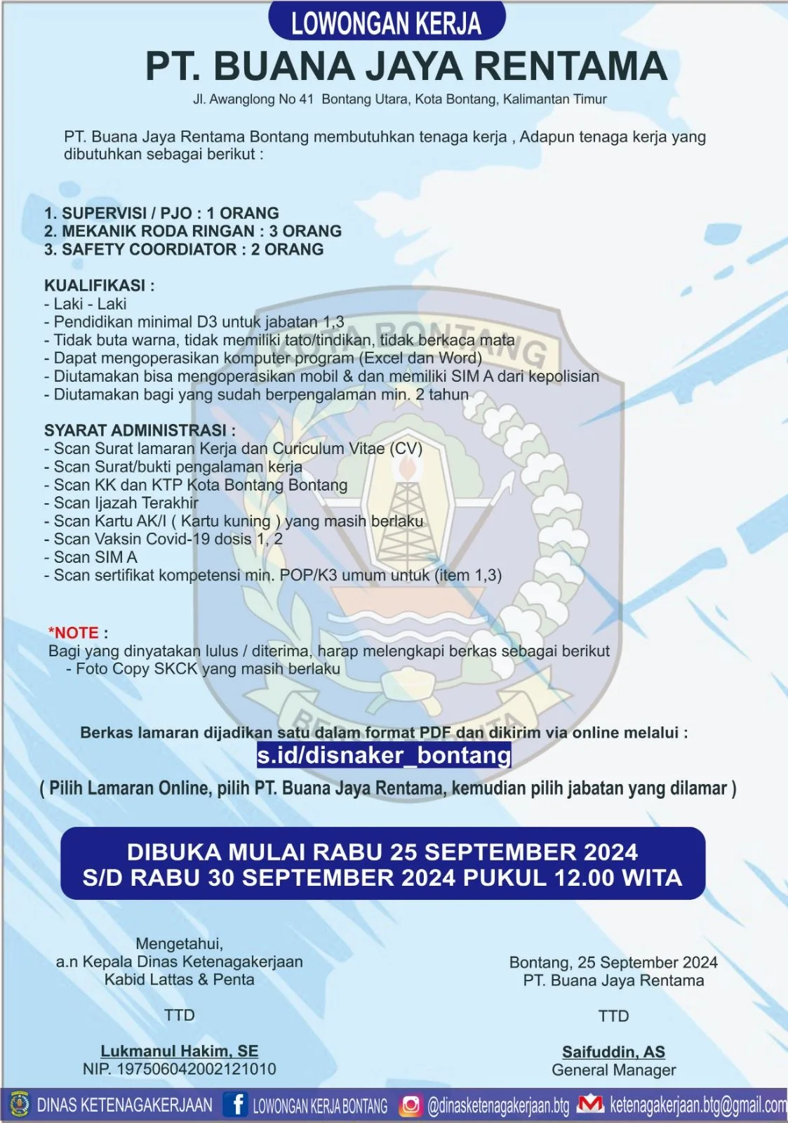 PT. Buana Jaya Rentama Buka Lowongan untuk Berbagai Posisi di Bontang