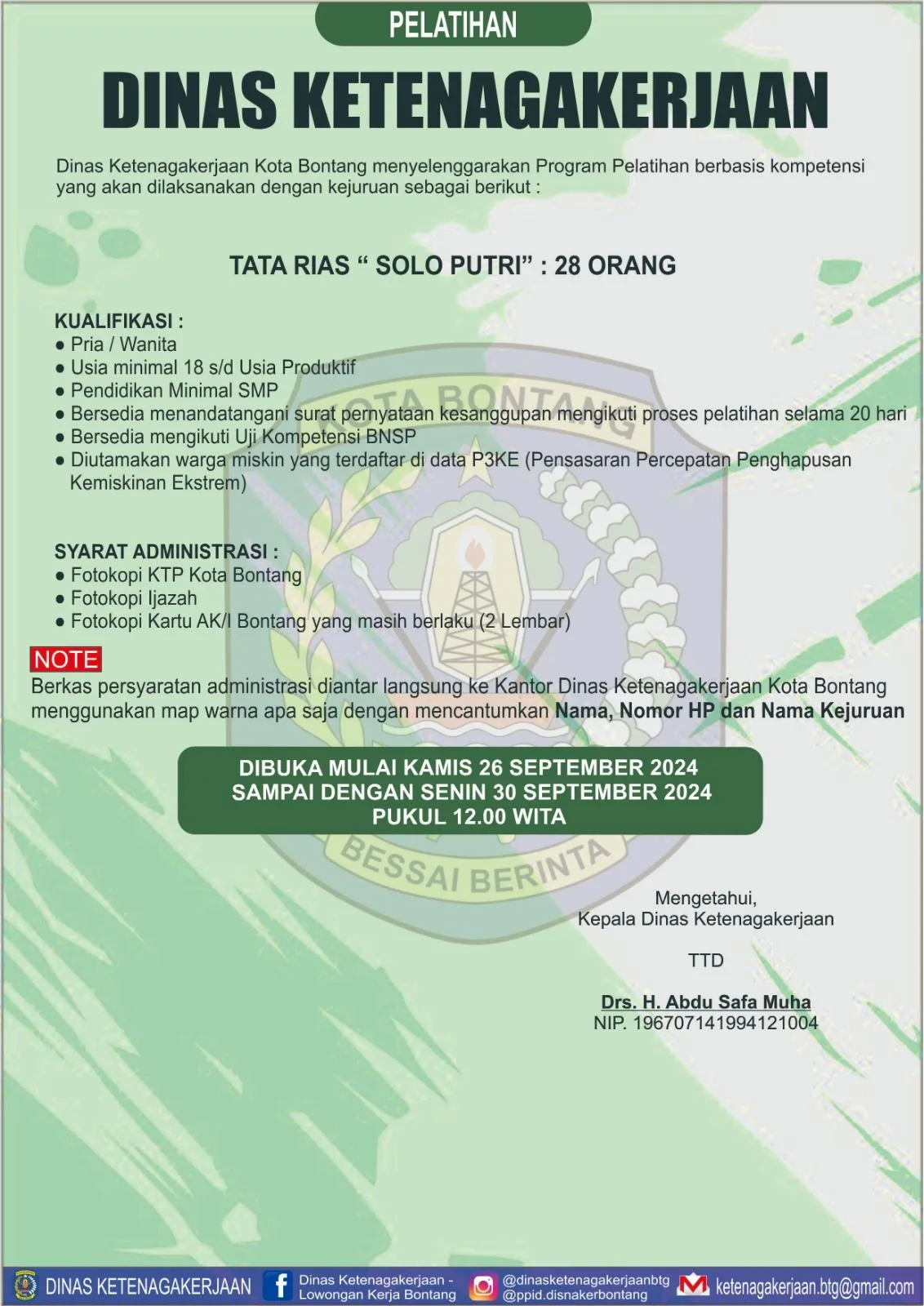 Dinas Ketenagakerjaan Kota Bontang Buka Pelatihan Tata Rias Gratis!