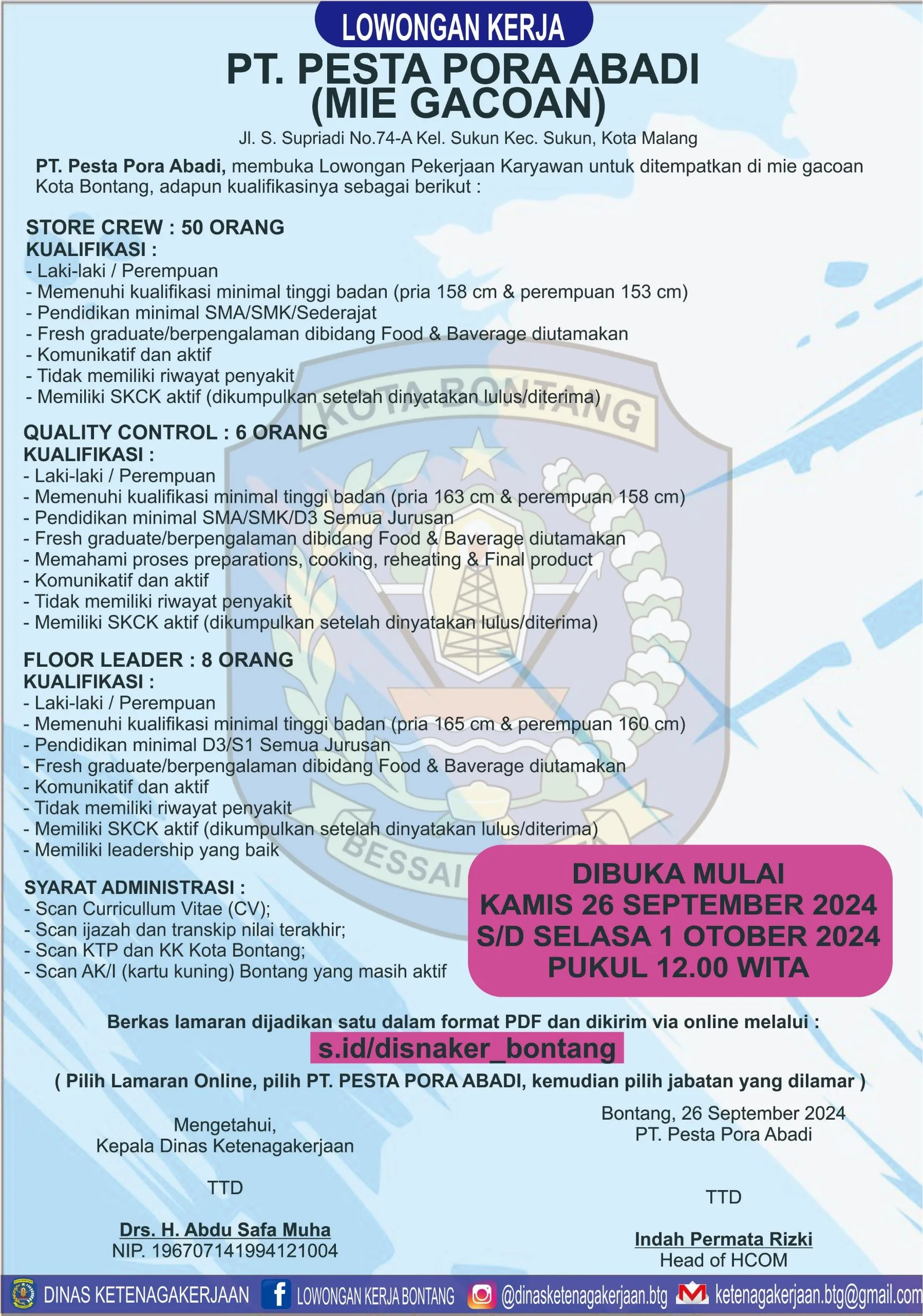 Mie Gacoan Buka Lowongan Kerja di Bontang!