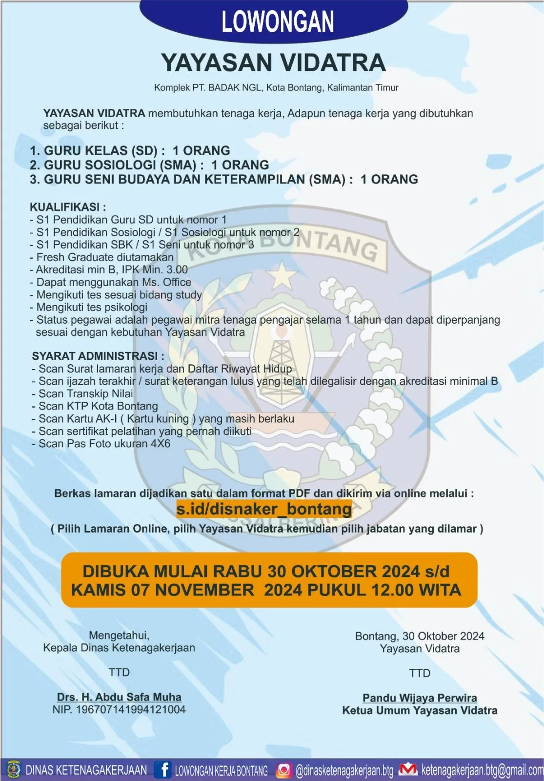 Yayasan Vidatra Buka Lowongan Guru di Berbagai Bidang Studi!