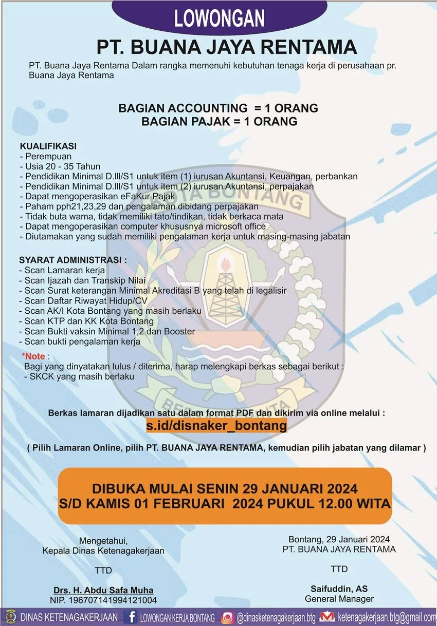 Lowongan Kerja PT. Buana Jaya Rentama, Apa Kualifikasi Dibutuhkan?