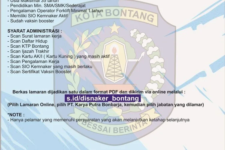 Lowongan Kerja PT. Karya Putra Bonbarja, Apa Kualifikasi Dibutuhkan?