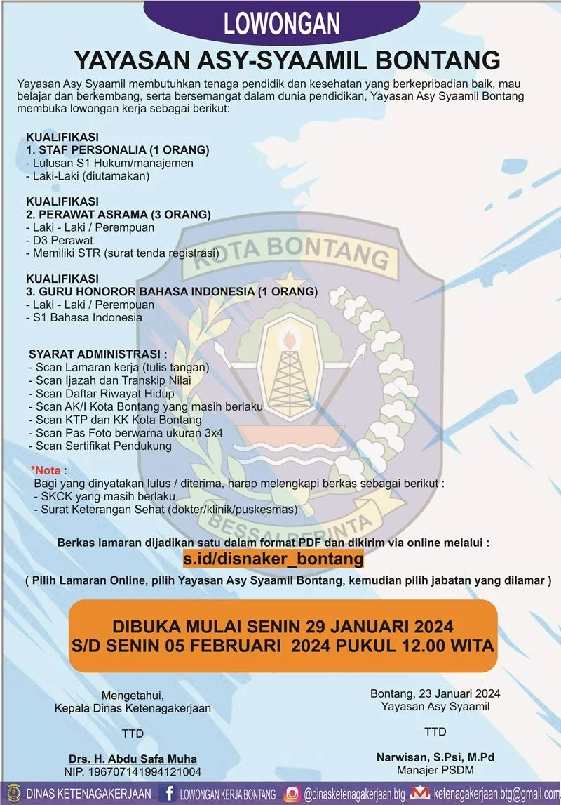 Lowongan Kerja Yayasan Asy Syaamil, Apa Kualifikasi Dibutuhkan?