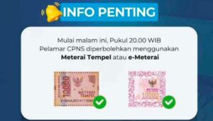Persyaratan berkas untuk pendaftaran Calon Pegawai Negeri Sipil (CPNS) 2024 kini telah memberikan opsi penggunaan E-Meterai atau meterai tempel.