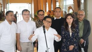 Potret Menteri Koordinator Bidang Pemberdayaan Masyarakat (Menko PM), Muhaimin Iskandar bersama Menteri Komunikasi dan Digital (Menkomdigi), Meutya Hafid.
