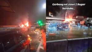 Potret video amatir kecelakaan beruntun di Tol Ciawi, pada Selasa, 4 Februari 2025.