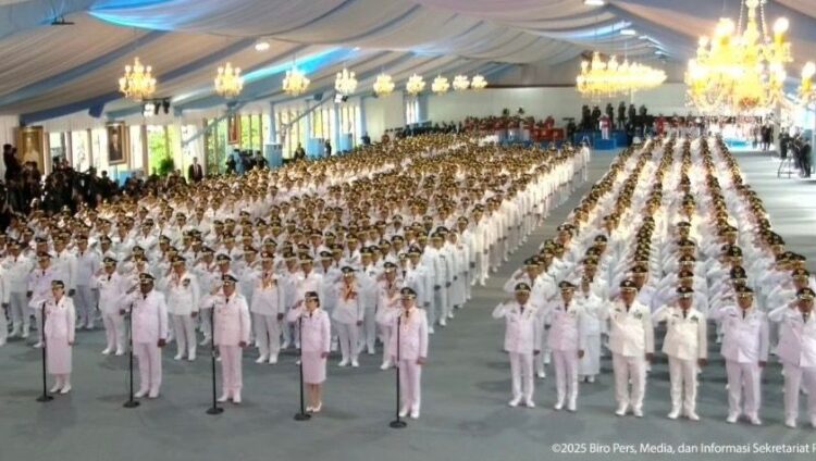 Suasana pelantikan Kepala Daerah dan Wakil Kepala Daerah secara serentak di Istana Kepresidenan, Kamis 20 Februari 2025.