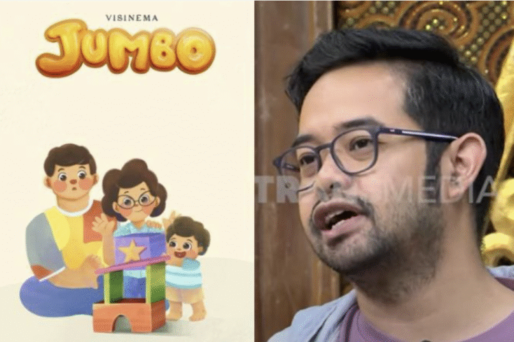 Poster film animasi ‘Jumbo’ (kiri) dan Animator Indonesia, Ryan Adriandhy (kanan).