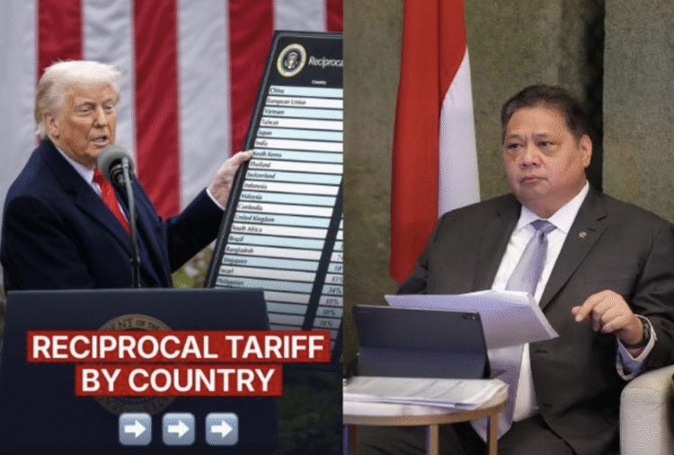 Presiden Amerika Serikat, Donald Trump (kiri) dan Menko Perekonomian RI, Airlangga Hartarto (kanan).