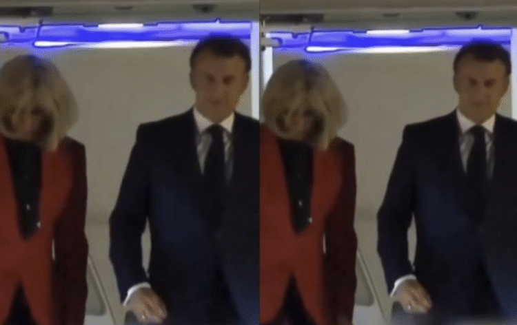 Tangkapan Layar video yang beredar terkait Presiden Prancis, Emmanuel Macron yang diduga bertengkar dengan istrinya, Brigitte.
