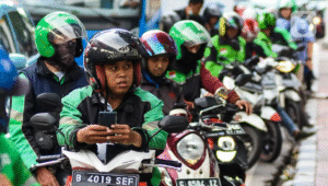 Ilustrasi driver ojek online (ojol).